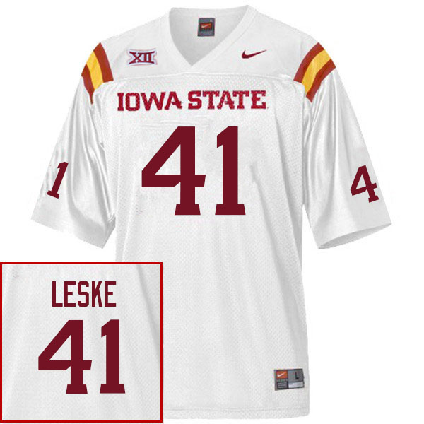 Men #41 Tyee Leske Iowa State Cyclones College Football Jerseys Sale-White